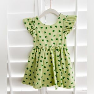 Girls Ollie Jay Green Shamrock Twirly Dress